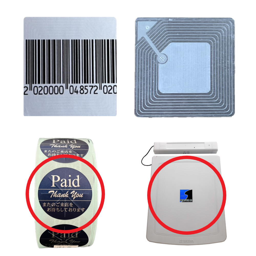 RF対応 センサーシールタグ2528BD-K(消去式) バーコード柄