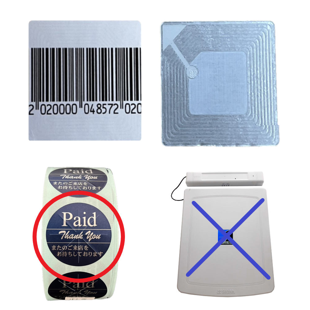 RF対応 センサーシールタグ40B-K(非消去式) バーコード柄