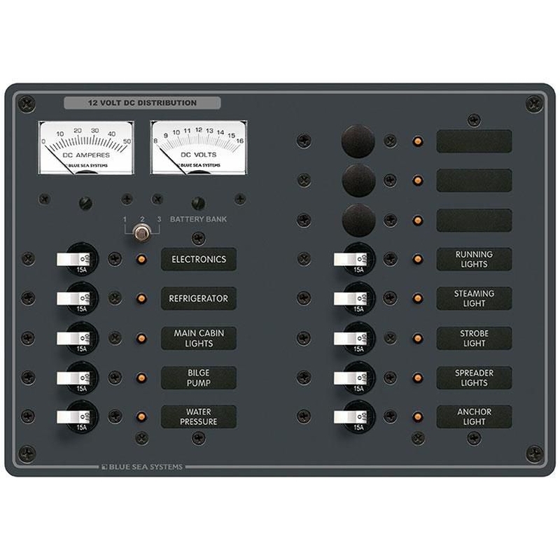 BlueSea DCスイッチパネル 13 pos Volt+Ammeter (8068)