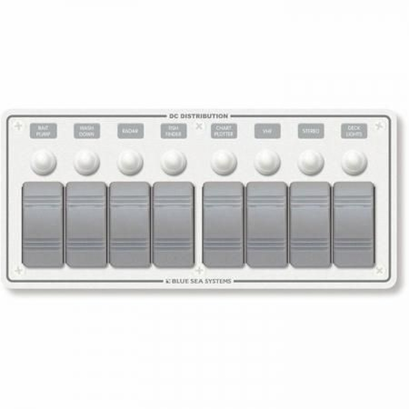 BlueSea コンチュラ スイッチ パネルBK付 横型 8P White (8271)
