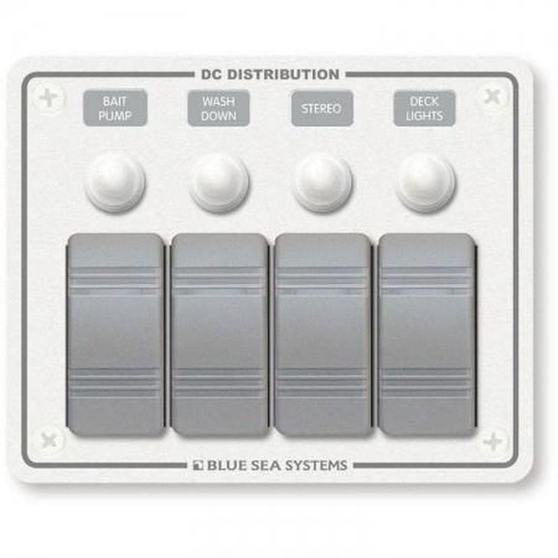 BlueSea コンチュラ スイッチ パネルBK付 横型 4P White (8272)