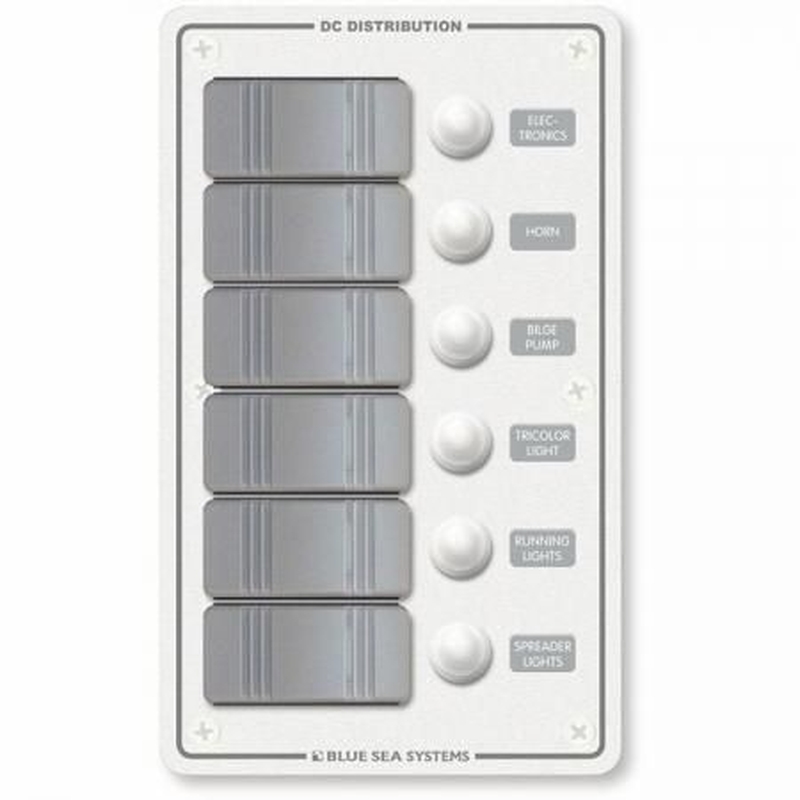 BlueSea コンチュラ スイッチ パネルBK付 縦型 6P White (8273)