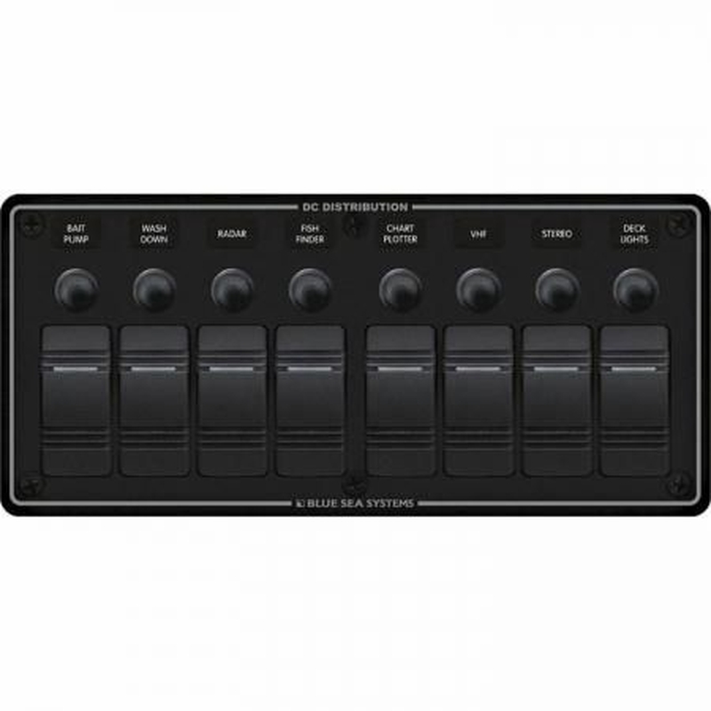 BlueSea コンチュラ スイッチ パネルBK付 横型 8P Black (8371)