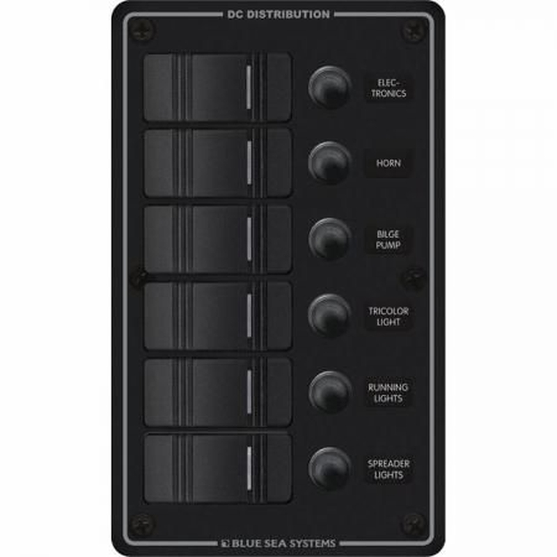 BlueSea コンチュラ スイッチ パネルBK付 縦型 6P Black (8373)