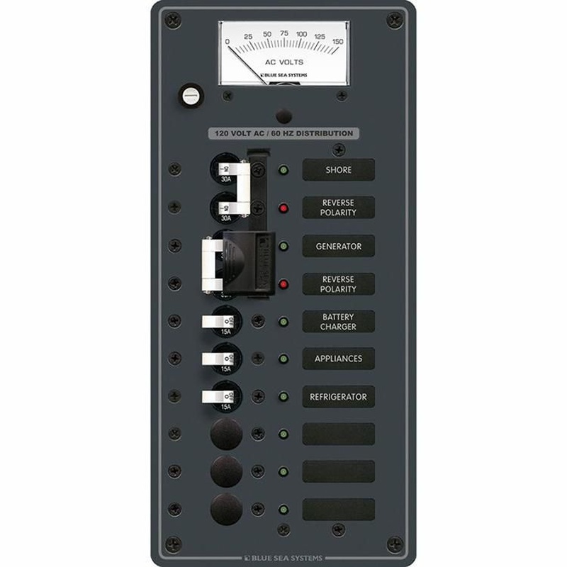 BlueSea スイッチパネル 2ソース120VAC ＋6 pos Mter (8489)