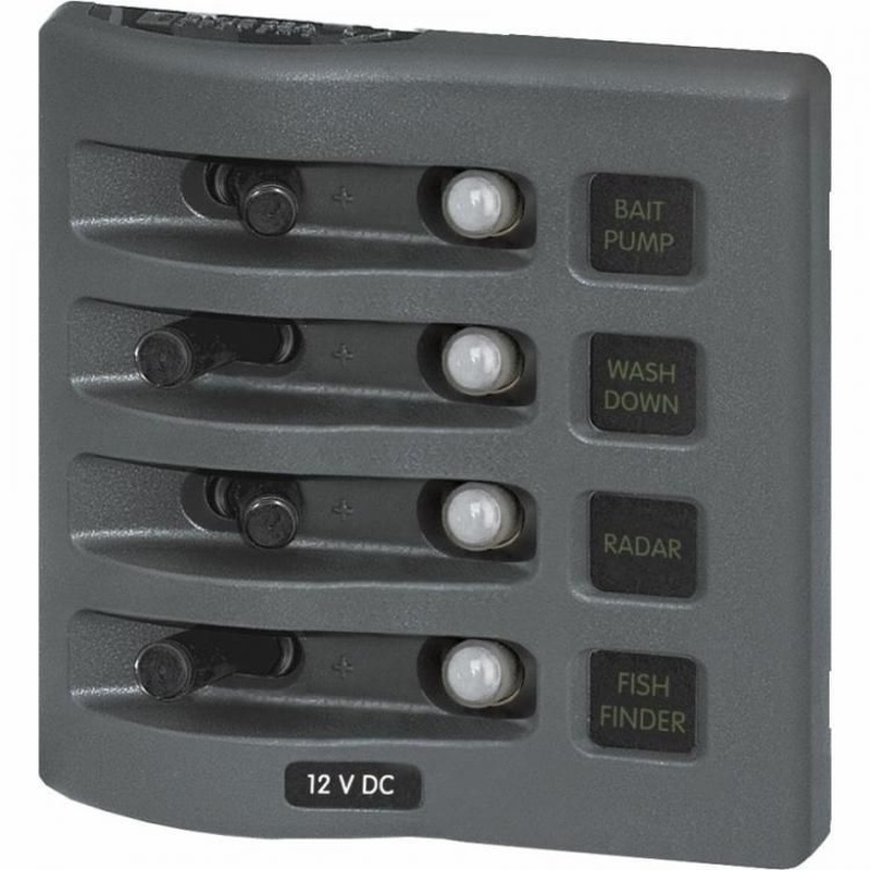 BlueSea ウエザーデッキパネル サーキットブレーカー GRAY 4pos - 8pos