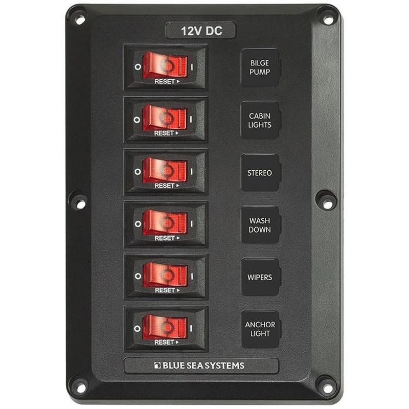 BlueSea DC スイッチ パネル 12VDC CB 6 Pos (4352)