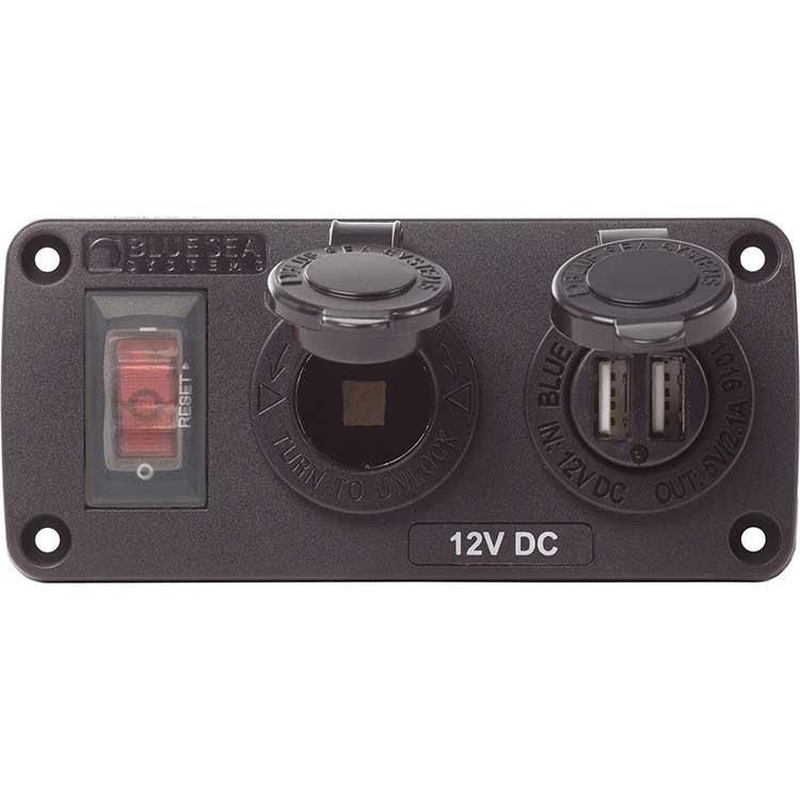 BlueSea DC USB OUT パネル 12VDC Sckt & USB (4353)