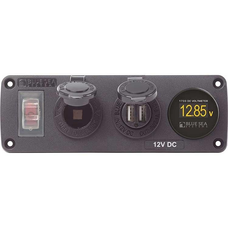BlueSea DC USB OUT パネル12V & 電圧計 (4356)
