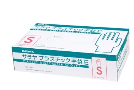 サラヤ プラスチック手袋E 粉なし Sサイズ 100枚/箱