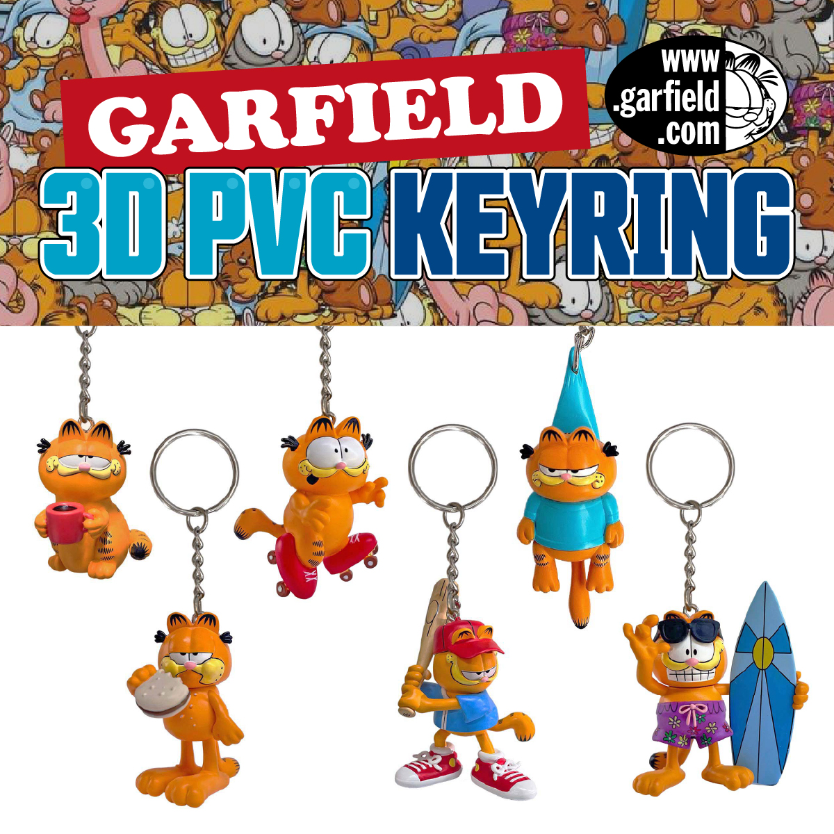 【 WE ♡ GARFIELD】【CUTEな3D！】ガーフィールド PVC KEYRING ◾️3D PVCキーリング