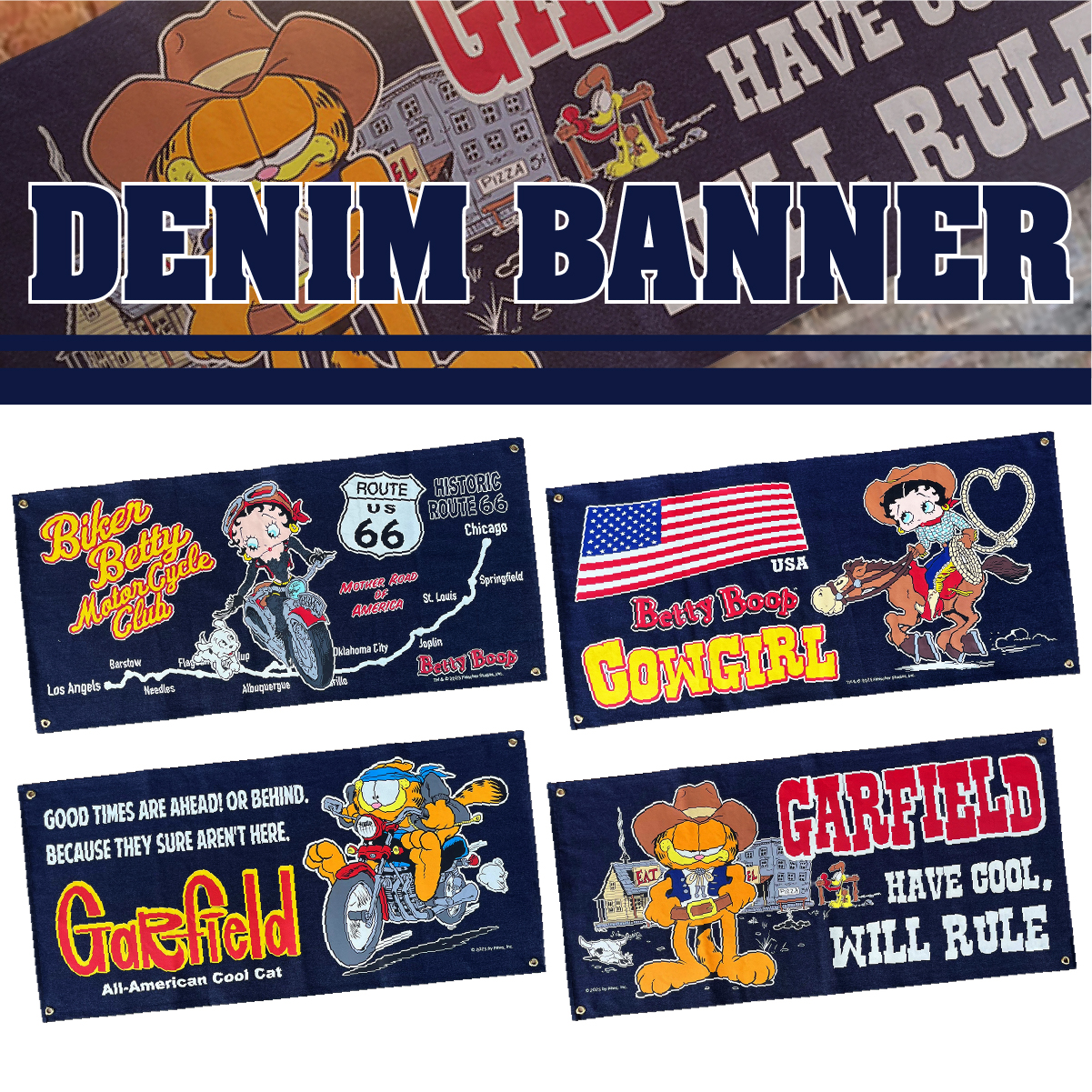 【BIG SIZE】【BETTY＆GARFIELD】 DENIM BANNER ◾️デニムバナー