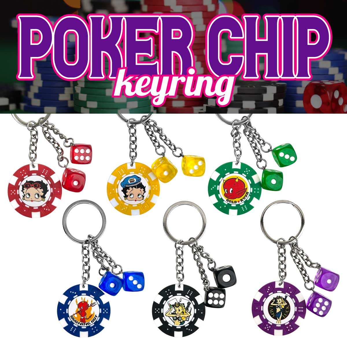 【ラスベガス気分！？】【 カジノチップ風☆】POKER CHIP KEYRING ■ポーカーチップ キーリング