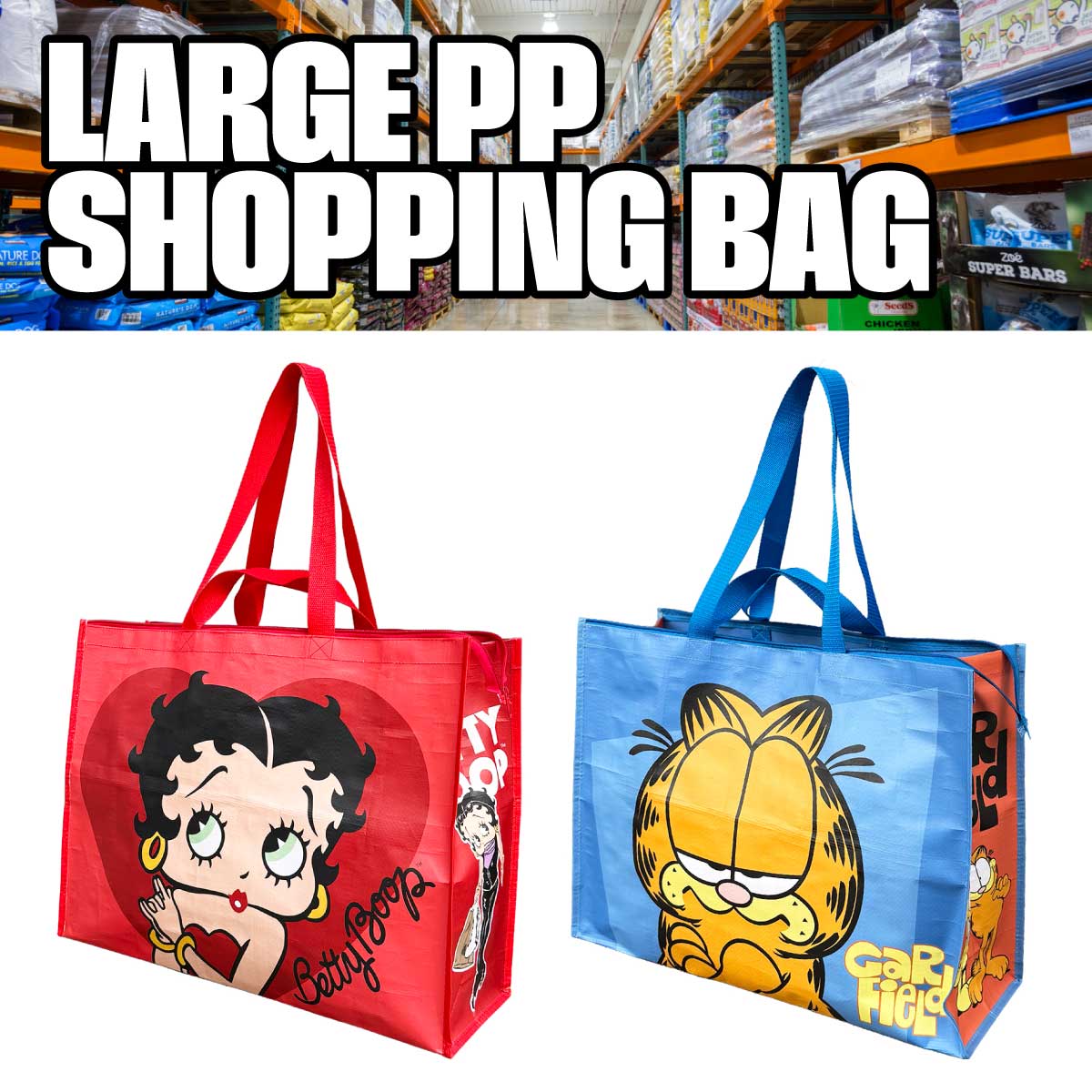 【ベティ＆ガーフィールドとお出かけ♪】【大容量☆】LARGE PP SHOPPING BAG■ラージPPショッピングバッグ