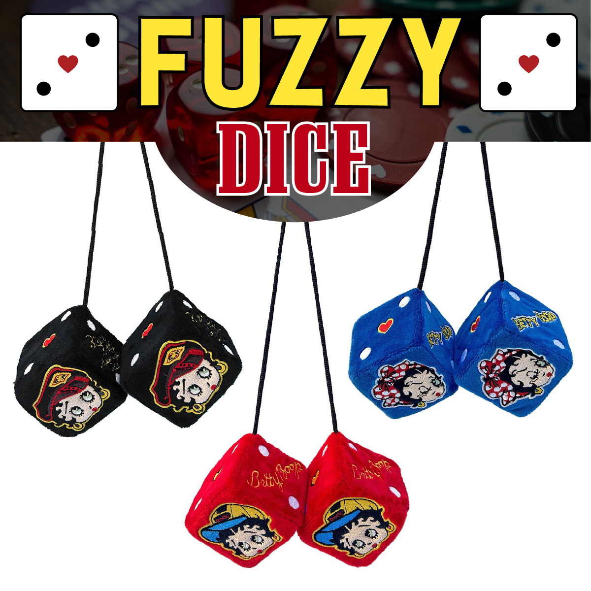 【幸運を呼ぶダイス！】【ラッキーアイテム☆】BETTY BOOP FUZZY DICE ◾️ファジーダイス