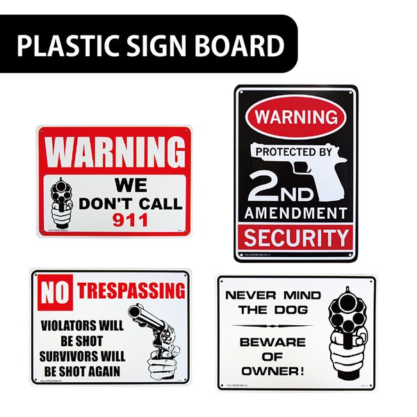 【警告】AMERICAN プラスティックサインボード【立入禁止、自己防衛権行使】 プラサイン PLASTIC SIGN BOARD ...