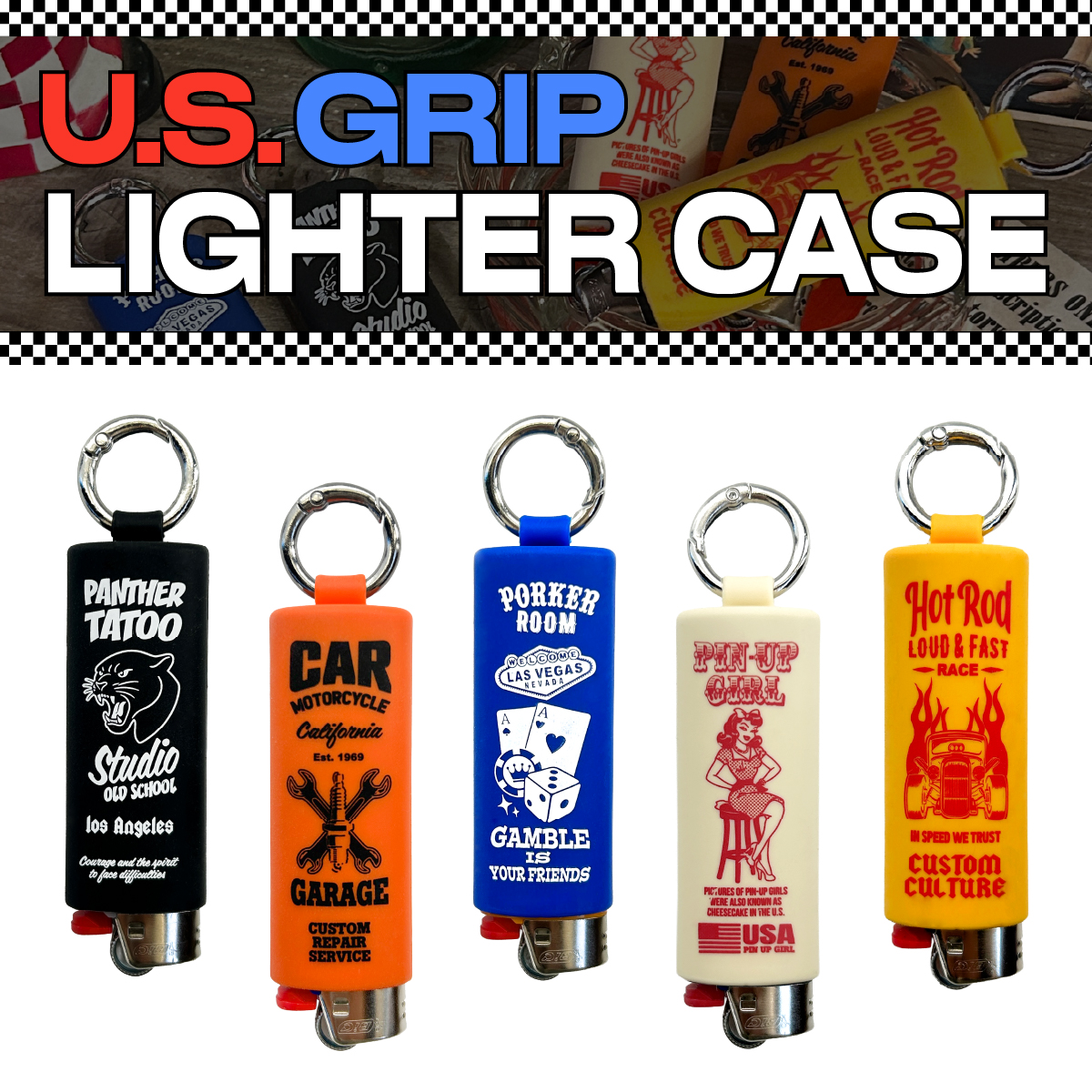 【オシャレはライターから！】【カラビナ付き☆】U.S. GRIP LIGHTER CASE ■U.S.グリップライターケース