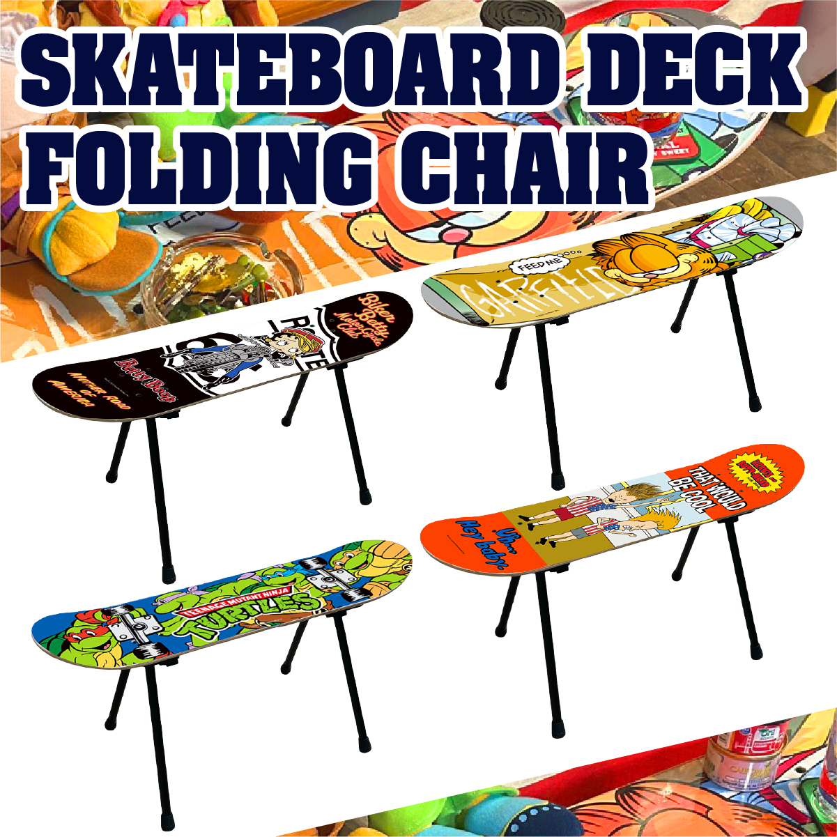 【組み立てカンタン★】【遊びゴコロ満点！】 SKATEBOARD DECK FOLDING CHAIR◾️スケートボードデッキフォルディングチェアー