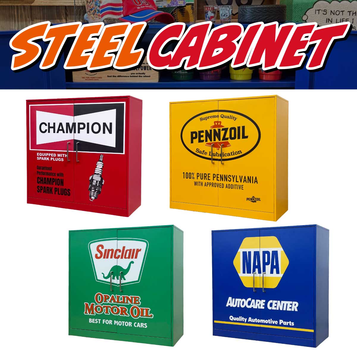 【存在感抜群！】【アメリカンカラー◎】MOTOR STEEL CABINET■モーター系 スチールキャビネット