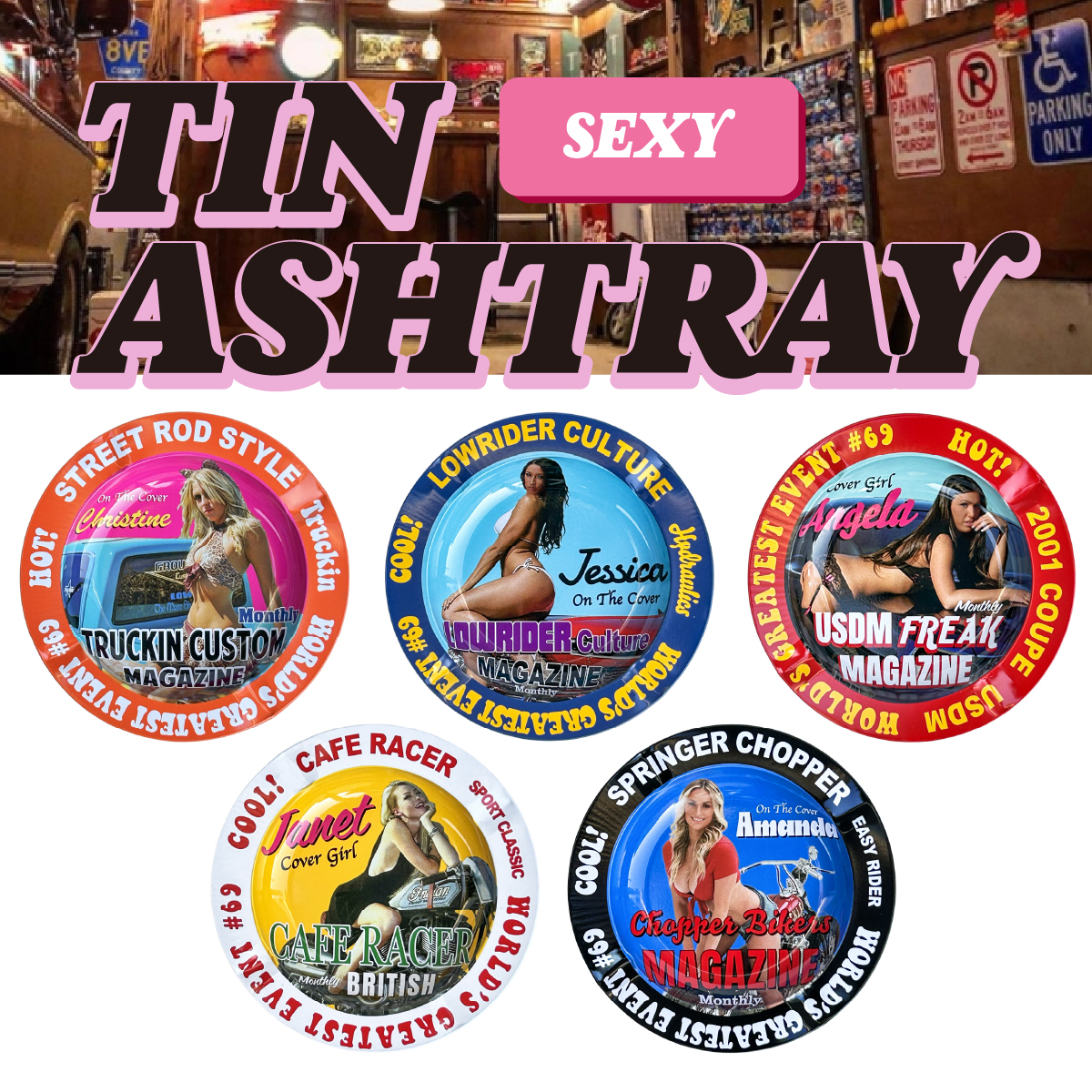 【ブリキでレトロスタイル！】【セクシー＆ビューティー】灰皿 TIN ASHTRAY■ティンアッシュトレイ