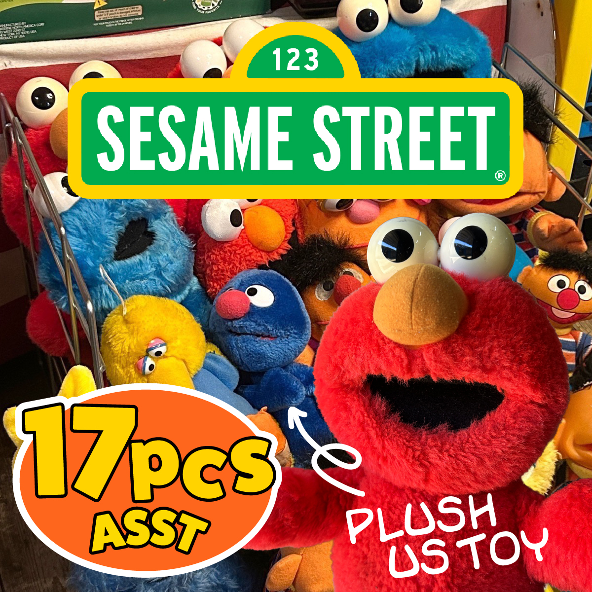 【 I ♡ SESAME 】【USAヴィンテージ TOY】セサミストリート PLUSH ぬいぐるみ ASST SET 17pcs◾️USTOY16 SESAME STREET プラッシュ
