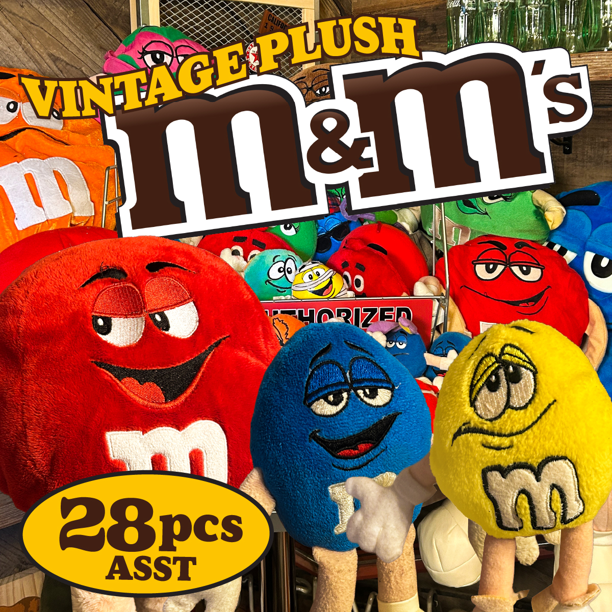 【m&m’s】【USヴィンテージ TOY】エム アンド エムズ PLUSH ぬいぐるみ ASST 28pcs ■M&M's プラッシュ 28個1セット TL05