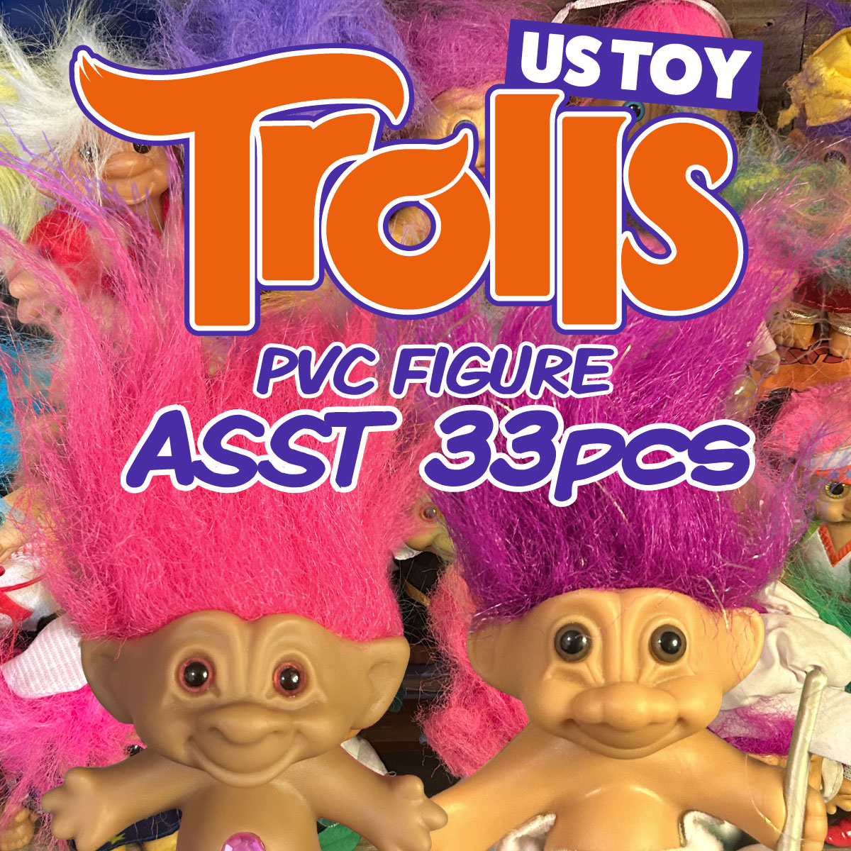 【幸せを呼ぶトロール人形☆】【USAヴィンテージ TOY】TROLL DOLL ■US TOY 17 トロール PVCフィギュア アソート 33個1セット