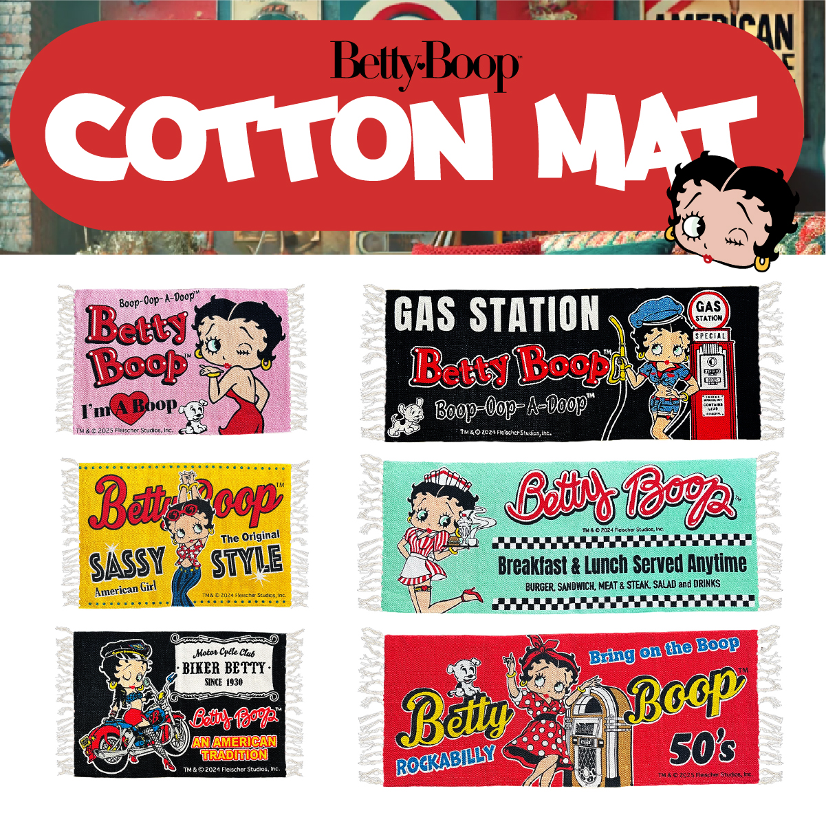 【新柄登場！】【COTTON MAT】 BETTY BOOP◾️コットンフロアマット / コットンキッチンマット