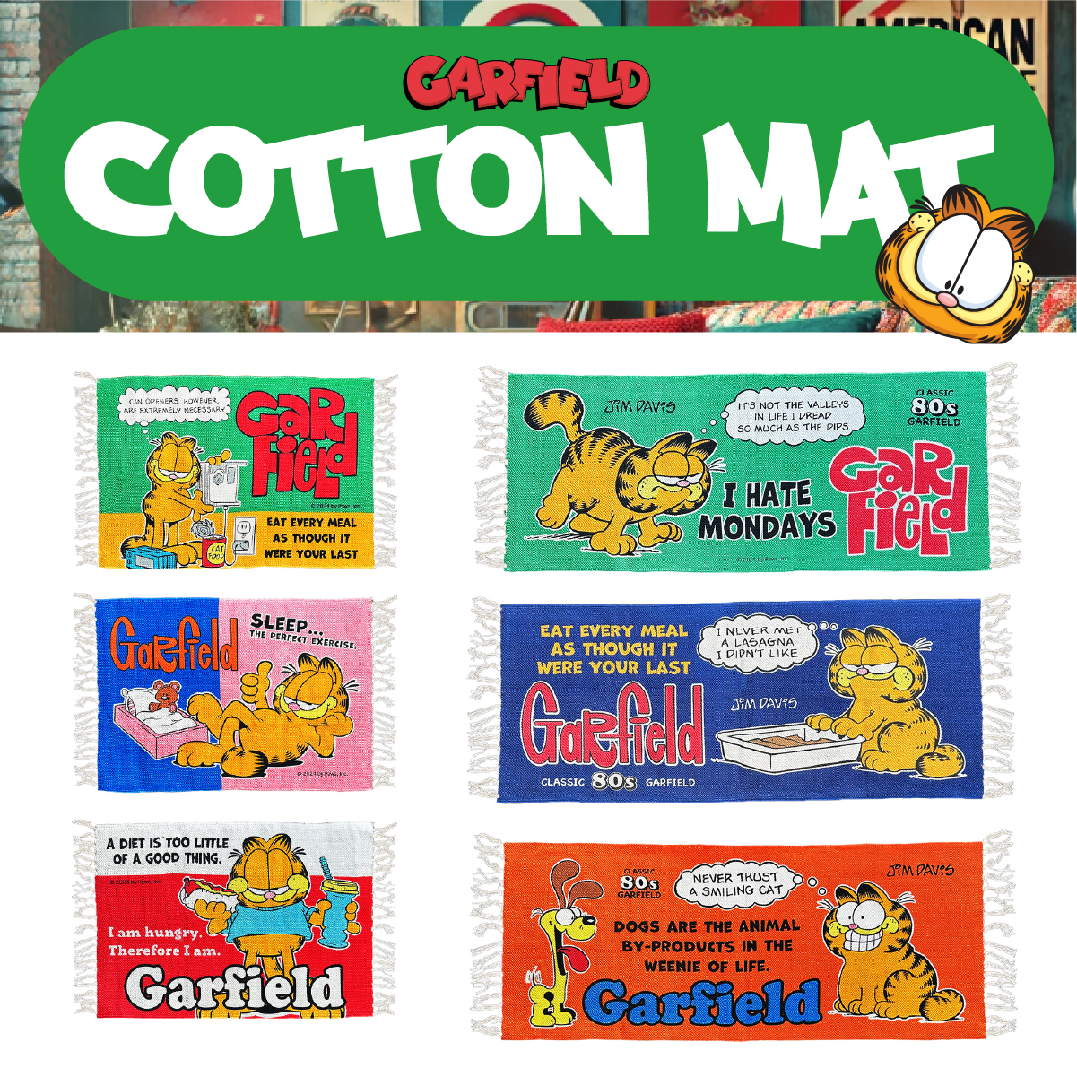 【新柄登場！】【COTTON MAT】 GARFIELD◾️コットンフロアマット / コットンキッチンマット
