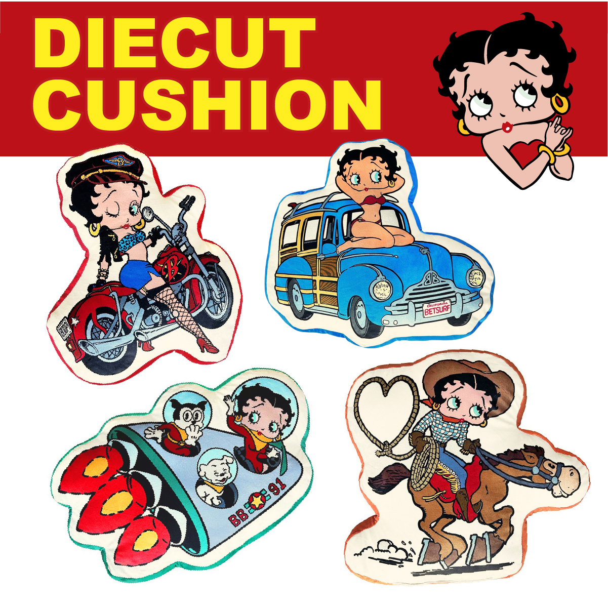 【癒しのBettyちゃん】【やさしい触り心地】BETTY DIECUT CUSHION ◾️ ダイカットクッション