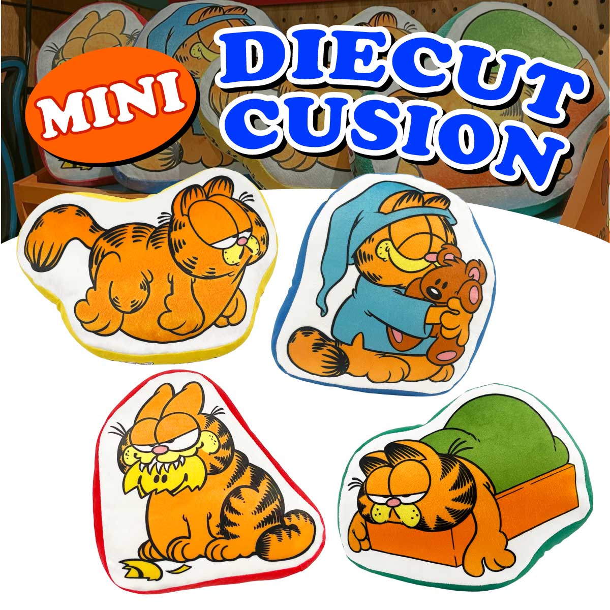 【お部屋をアメリカンに☆】【手のひらサイズ！】GARFIELD MINI DIECUT CUSHION■ミニダイカットクッション
