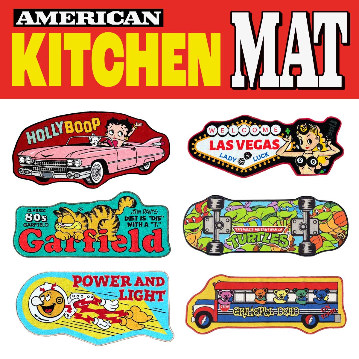 【新柄登場☆】【ふかふか肌触りGOOD】AMERICAN KITCHEN MAT  滑り止め付  ■アメリカン キッチンマット