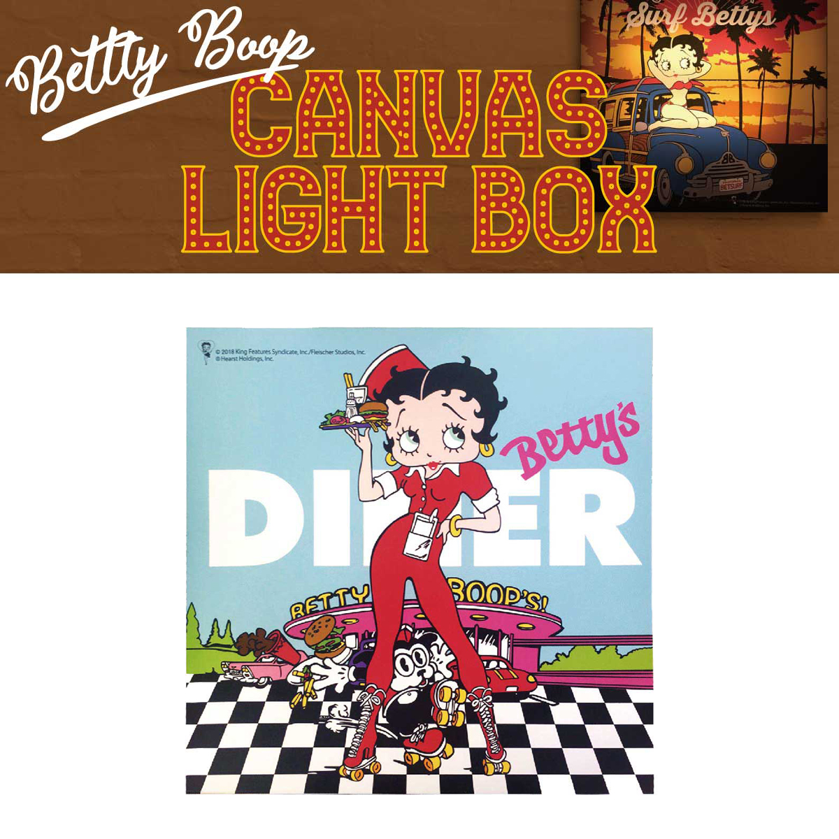 【LED内蔵☆WALL ART】BETTY BOOP CANVAS LIGHT BOX キャンバスライト 壁掛け ■ベティ CANVAS ライトBOX