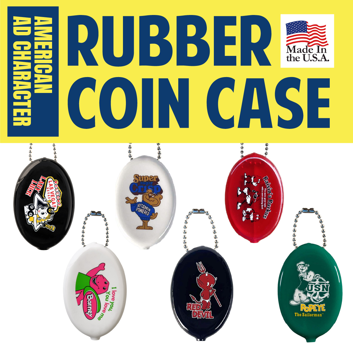 【アメリカ企業系】【MADE IN USA】RUBBER COIN CASE CRISP POPEYE 他 ◾️ラバー コインケース