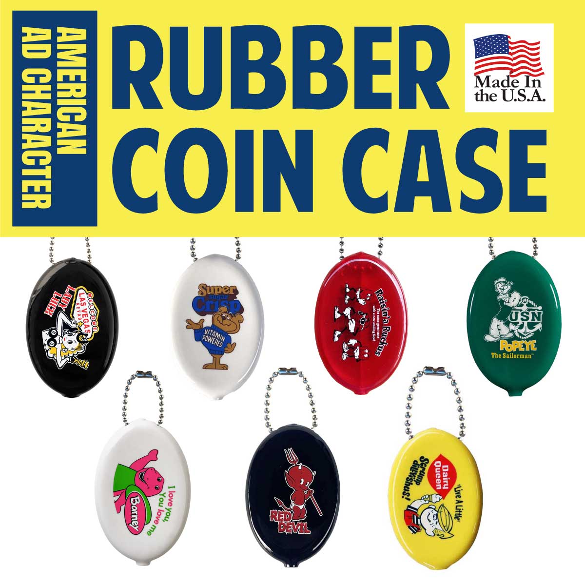 【アメリカ企業系】【MADE IN USA】RUBBER COIN CASE CRISP POPEYE 他 ■ラバー コインケース