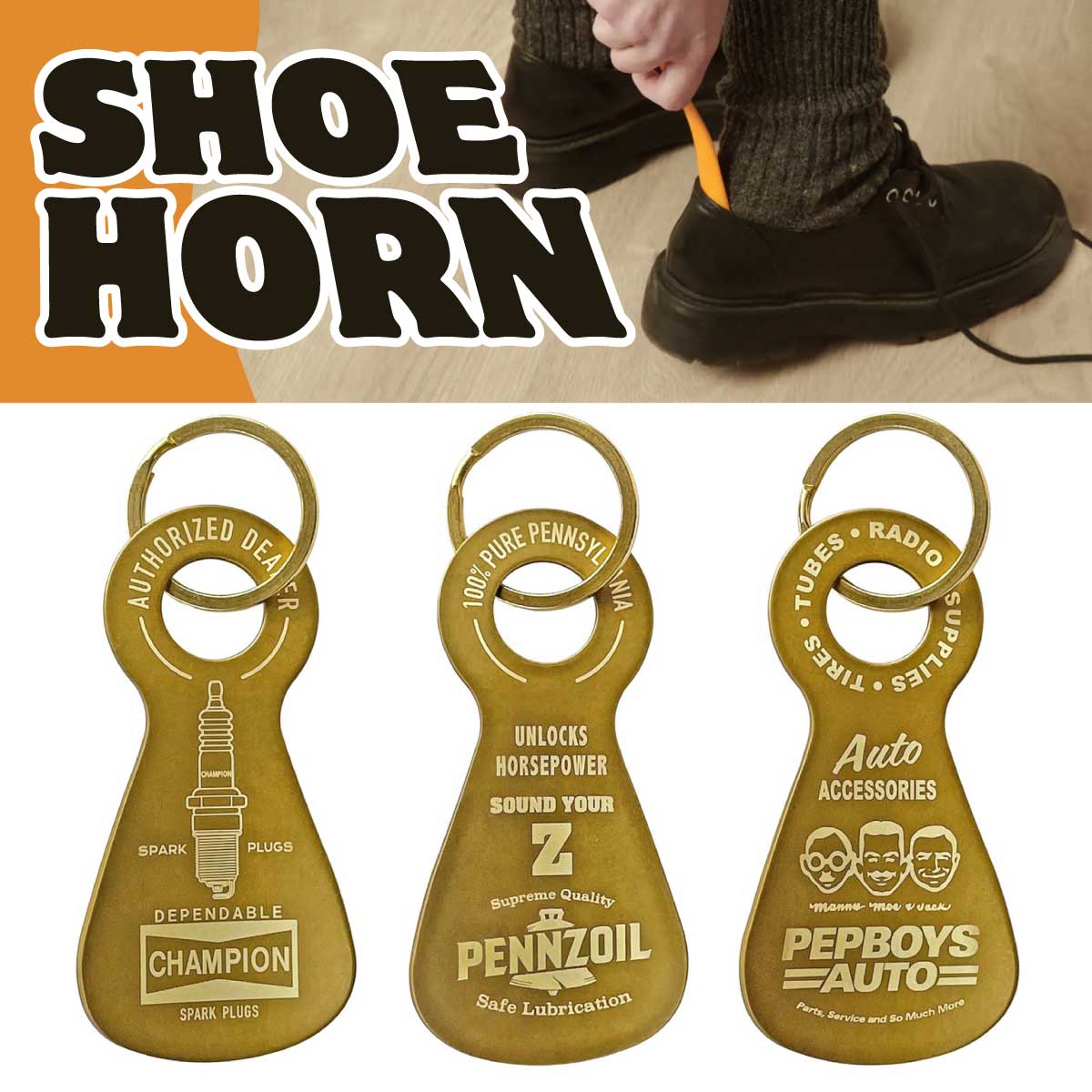 【VINTAGE STYLE】ADVERTISING SHOEHORN KEY RING 真鍮 靴べら キーホルダー◾️シューホーンキーリング