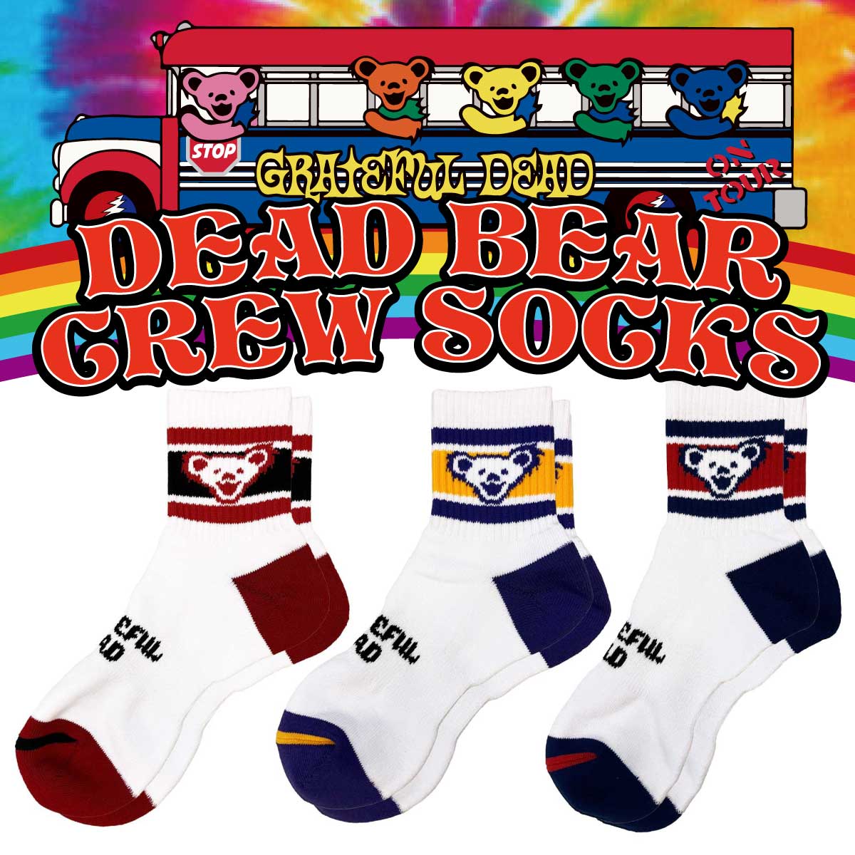 【伝説のバンド☆】【The Grateful Dead】DEAD BEAR CREW SOCKS 靴下◾️デッドベアークルーソックス