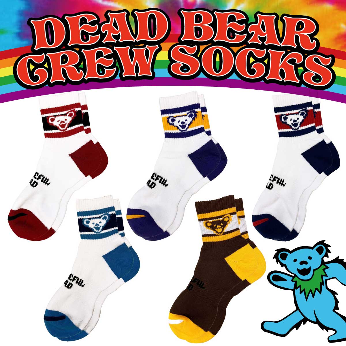 【伝説のバンド☆】【The Grateful Dead】DEAD BEAR CREW SOCKS 靴下◾️デッドベアークルーソックス