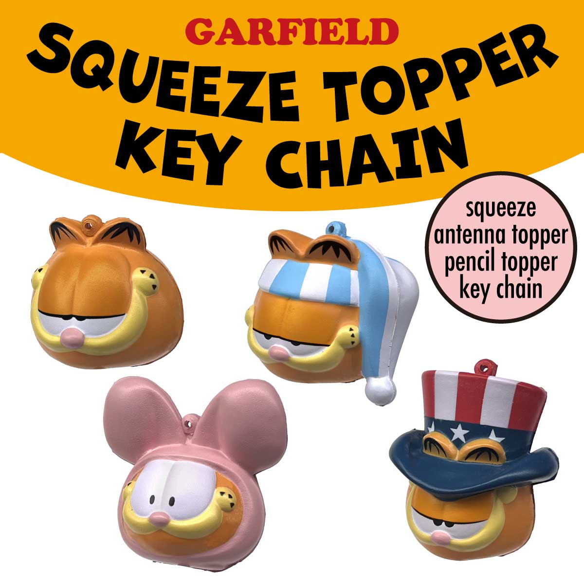 【プニプニ3D☆】【GARFIELD】SQUEEZE TOPPER KEY CHAIN ◾️スクイーズトッパーキーチェーン