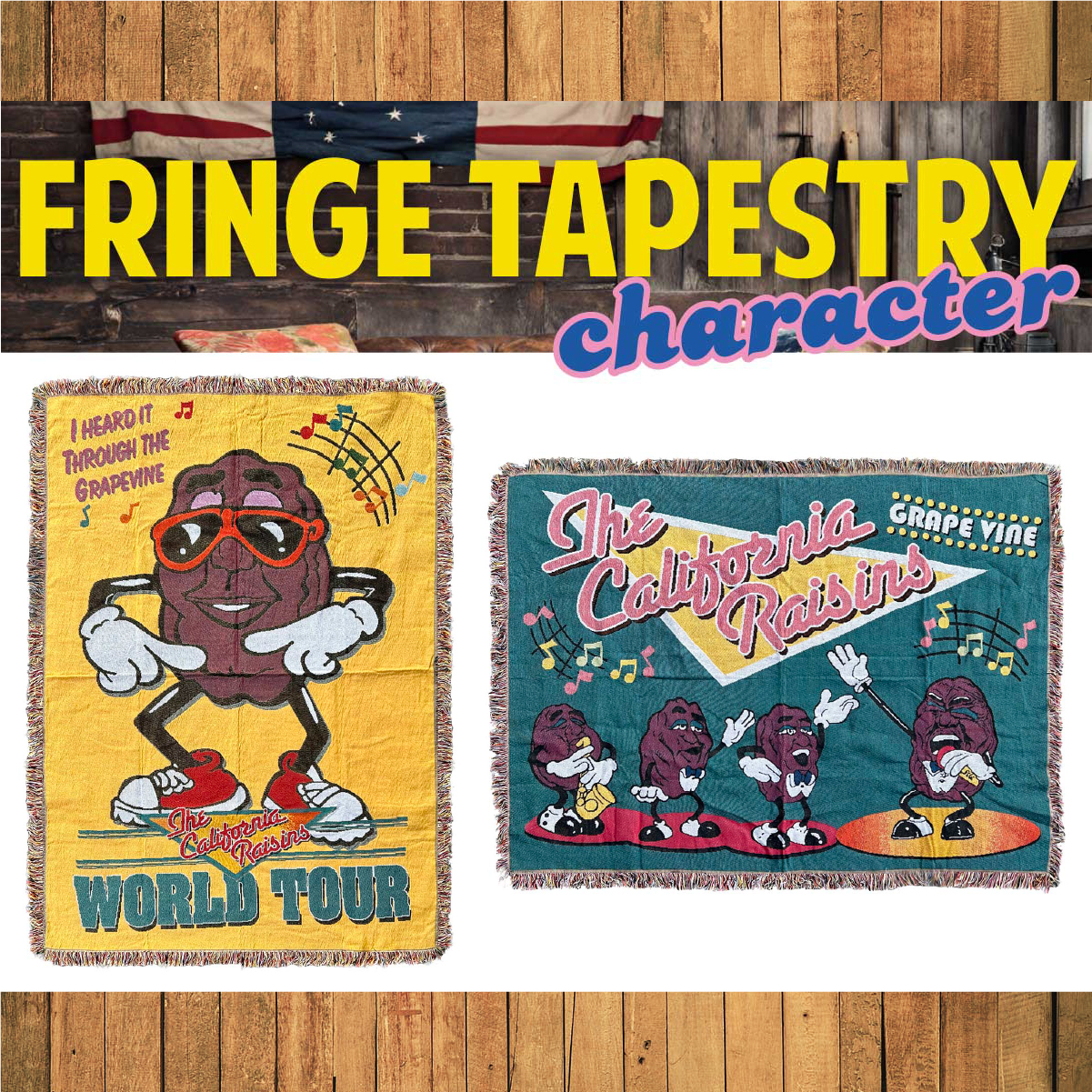 【オシャレな壁掛け】【存在感抜群！】FRINGE TAPESTRY RAISIN◾️フリンジ タペストリー