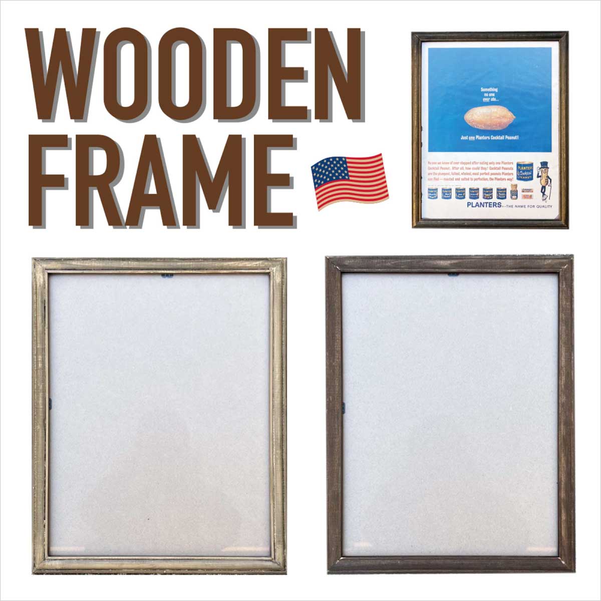 【ヴィンテージ】【魔法のフレーム】Vintage Wood Frame ウッドフレーム 木枠 ポスター フレーム アメリカ雑貨の卸 製造は