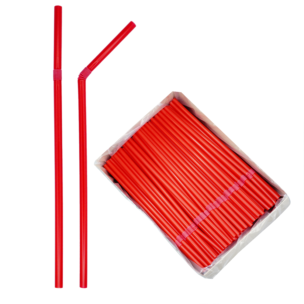 フレックスストロー 赤  6mm×21cm １箱 裸 500本入