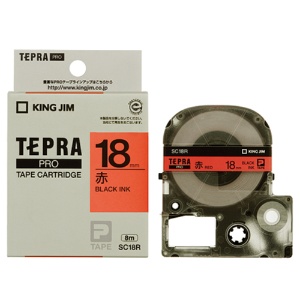 【メーカー直送】テプラＰＲＯカードリッジ　１８ｍｍ（赤）　黒文字
