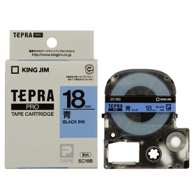 【メーカー直送】テプラＰＲＯカードリッジ　１８ｍｍ（青）　黒文字