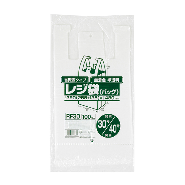 ※出荷制限【メーカー直送】レジ袋（1箱/3000枚入り）レジ袋省資源30号/40号　RF30　半透明（ｏｒ乳白色）