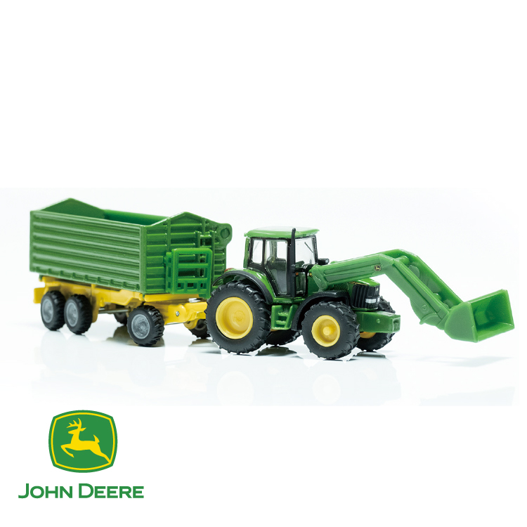John Deere フロントローダー付きトラクター トレーラー付き 1/87