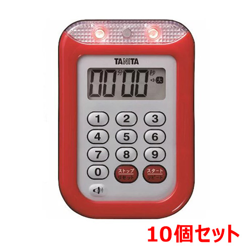 【10セット】タニタ 防水大音量 タイマー TD-377 レッド