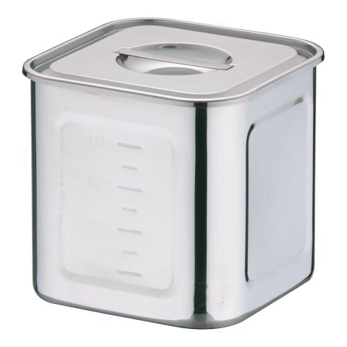 18-8深型角キッチンポット 目盛付 18cm