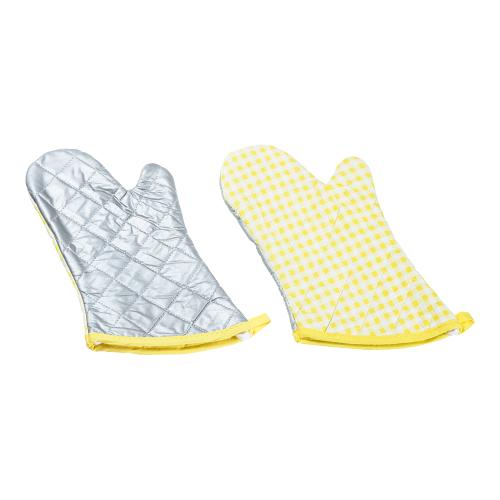 TKG チェック布製オーブンミット イエロー(左右1組)