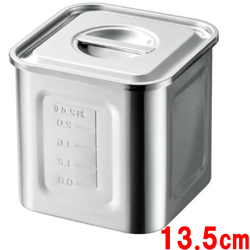 18-8 目盛付角キッチンポット13.5cm